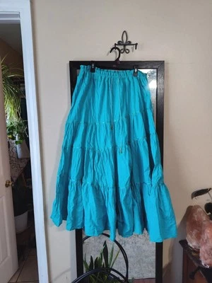 Falda B. Moss Boho verde azulado en capas talla L Foto 1 de 4
