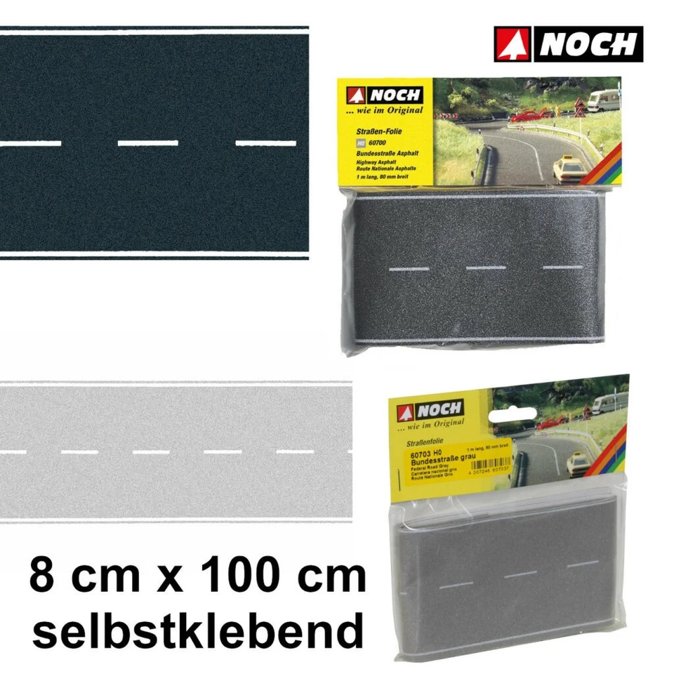 Straßen-Folie Bundesstraße Straße Asphalt Grau H0 TT 1:87 100cm NOCH 60700 60703 - Bild 1 von 1
