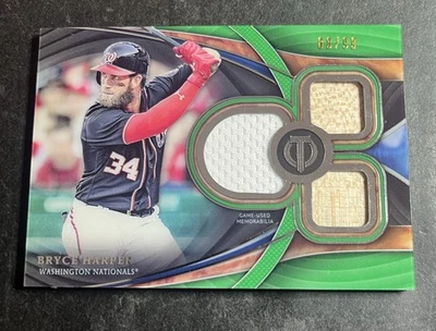 2018 Topps Tribute Bryce Harper #TTR-BH Triple Relic Green /99 - Image 1 of 4