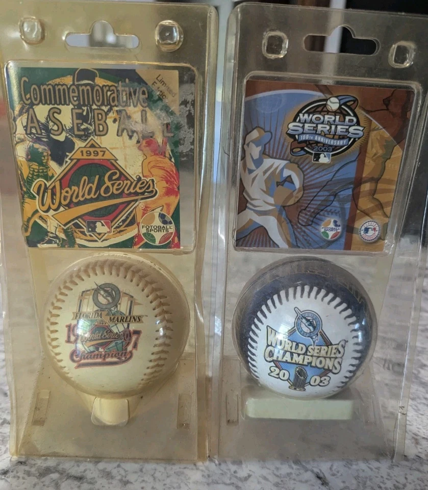  Florida Marlins Commemorative World Series Champion Baseballs 1997 And 2003 - Image 1 of 4