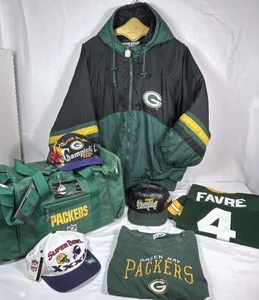 Vintage Y2K Green Bay Packers 90s Lot Hats Puffer Jersey Duffle Shirt READ!! - Picture 1 of 23