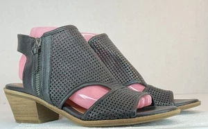 Sandalias de cuero blando J Adam’s Tracy Peep Toe tacón bloque cremallera talla 9 - Imagen 1 de 8
