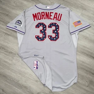 JUSTIN MORNEAU Team Issued Colorado Rockies Jersey 2015 Independence Day 52 +1 - Picture 1 of 10
