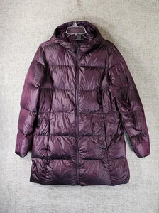 Eddie Bauer Long Down Puffer Jacket EB550 Womens XL Iridescent Purple Hooded - Picture 1 of 13