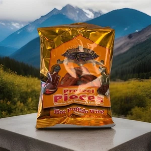 Pretzel Pieces Hot Buffalo Wings Flavour Pack Of 12 X 50g Packets USA Style - Picture 1 of 4