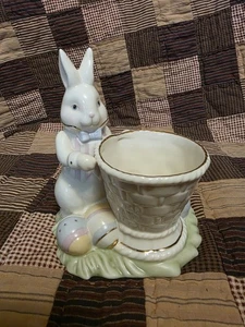Lenox Anlässe Osterhase Hase Korb Kerzenlicht Windlicht 5,75" hoch Neu!! - Bild 1 von 5
