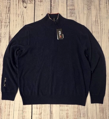 RLX Ralph Lauren Men's XXL Washable Cashmere Quarter  Zip Sweater Navy $368 - image 1 of 4
