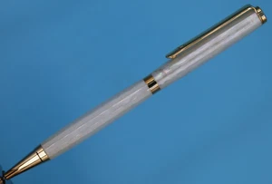 Artisan Slimline Kugelschreiber mit Awabi Abalone Schale MOP in 10k Gold Zierleiste - Bild 1 von 9