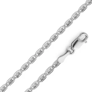 14K Weißgold 2,1 mm Valentino Stern/Edge DC Kette Halskette für Damen und Herren - Bild 1 von 4