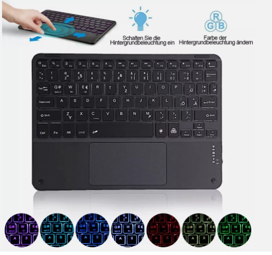 QWERTZ Bluetooth Tastatur mit Touchpad für iPad Tablet PC IOS Android Windows DE - Immagine 1 di 1