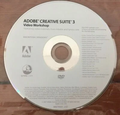 2007 Creative Suite CS 3 Video Workshop Tutorials Lynda.com Disc DVD - Image 1 of 4
