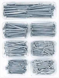 Kit surtido de uñas de hardware de 400 piezas, uñas colgantes de cuadros, uñas galvanizadas - Imagen 1 de 7