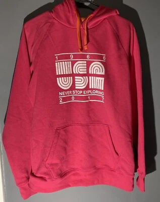 North Face 连帽衫女式大号玫瑰红色毛衣套衫连帽美国图案 — 第 1/4 张图片