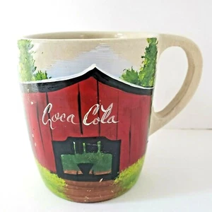 RRP Co Robinson Ransbottom Coca Cola Covered Bridge Handpainted Coffee Cup Rare - Picture 1 of 11
