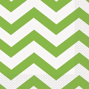 Pack of 16 Green Chevron Stripe Napkins / Serviettes - Parties & Events - New - Picture 1 of 1