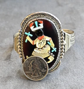 Gaan Dancer Zuni  A & R Pinto Cuff Sterling & Multi-Gem 47 grams 6 .5" wearable - Picture 1 of 12