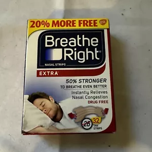 Tiras nasales extra fuertes Breathe Right talla única para la mayoría de los adultos 32 tiras bronceadas - Imagen 1 de 2