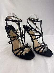 Paul Andrew Black Sequin Sandal Heels Size 39 - Picture 1 of 15