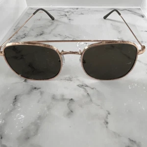 Occhiali da sole aviatore unisex montatura filo oro lenti nere paralume lancio - Foto 1 di 9