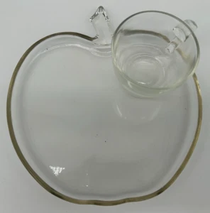 Orchard Snack Tray and Punch Cup by Hazel-Atlas~Vintage Clear Cut Glass - Picture 1 of 16
