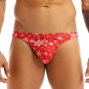 Men's Snowflake Printed Bikini G-string Thong T-back Underwear Briefs AU - Picture 1 of 7