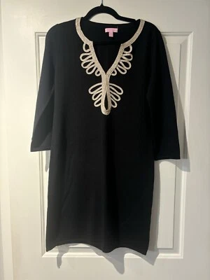 Vestido Suéter Lilly Pulitzer Talla M Negro con Lana Merino Devlin Dorada Foto 1 de 3