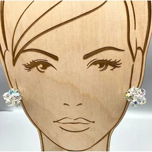 Vintage Kristall Perlen Cluster Ohrringe, funkelnde Blumen Clip Ons - Bild 1 von 5