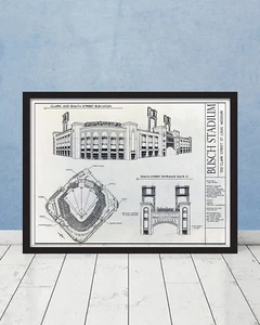 Busch Stadium Blueprint St Louis Architecture Cardinals Baseball Wall Gift Decor - Picture 1 of 2