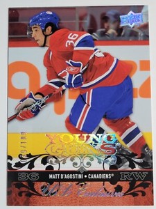 2008-09 UD Series 1 Young Guns Exclusives Card # 225 Matt D'Agostini 039/100