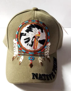 NATIVE PRIDE American Indian Hat Cap Embroidery Hat Green NWT - Picture 1 of 9