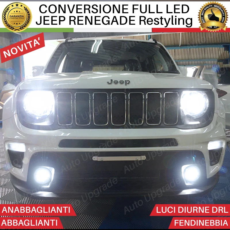 KIT FULL LED PER JEEP RENEGADE RESTYLING ANABBAGLIANTI ABBAGLIANTI + DRL + FENDI - Immagine 1 di 4