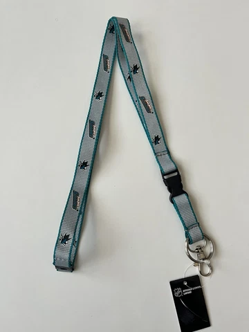 SAN JOSE SHARKS LANYARD KEYCHAIN ULTRA SLIM W/DETACHABLE CLIP NHL NEW Cover