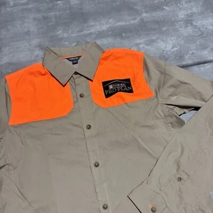 Orvis Upland Button Shirt Men's Small Beige Hunting Cotton Blend Blaze Orange - Picture 1 of 12