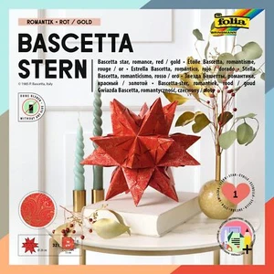 folia Bascetta Stern Winter Ornament 15x15cm rot gold 32 Blatt Bastelset Basteln - Bild 1 von 5