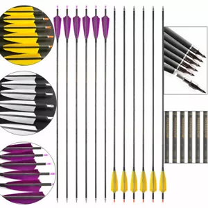 33.5'' Archery Carbon Arrows Turkey Feather SP400 Recurve Compound Bow Shooting - Picture 1 of 19