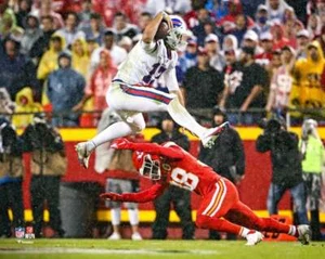 Josh Allen Defender Hurdle Buffalo Bills 8" x 10" Football Photo - Picture 1 of 1