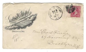 US 1897 ADVERTISING GRAND HOTEL JANESEVILLE WIS. RPO WITH CANCELS WHITNEY POINT - Picture 1 of 2