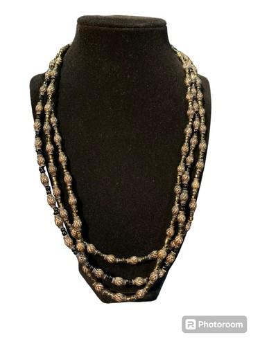 VETEMENTS Collana con perline nere a 3 fili bigiotteria bigiotteria