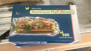 23 x 27 cm vorgeschnittene Aluminium Pop Up Blätter 500 Folie Lebensmittel BBQ SCHNELLE LIEFERUNG - Bild 1 von 2