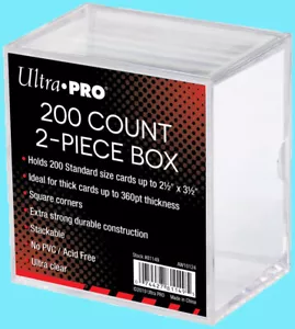 ULTRA PRO 200 COUNT CLEAR 2-PIECE CARD STORAGE BOX NEW Case Sports Trading Slide - Picture 1 of 1