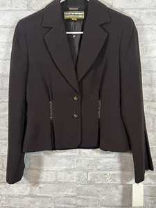 NWT Allen B Schwartz Rhinestone Jacket Blazer SIZE 4 Chocolate Brown - Picture 1 of 9