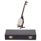 1 zestaw mini banjo model drewno miniaturowe banjo ze stojakiem i walizką 20cm
