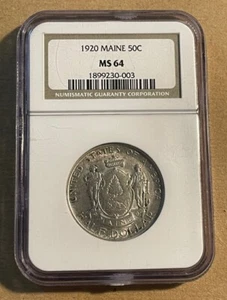 U.S. - 1920 Silver Maine Commemorative Half Dollar (NGC MS 64) - Picture 1 of 4