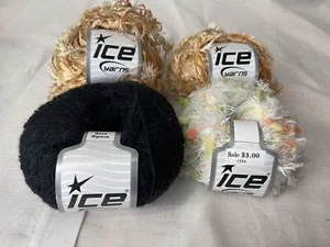 4 Skeins ICE Yarn 1-Black, 1-Mixed, 2-Caramel Brown - Picture 1 of 3