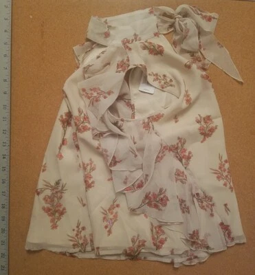 Top Bebe Envuelto Flutter Lazo Espalda Beige Sin Mangas Lentejuelas Nuevo con Etiquetas Talla 00 Foto 1 de 4