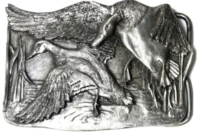 Bergamot Brassworks Belt Buckle Z-144 Ducks Landing USA 1977 Vintage Hunting - Image 1 of 3