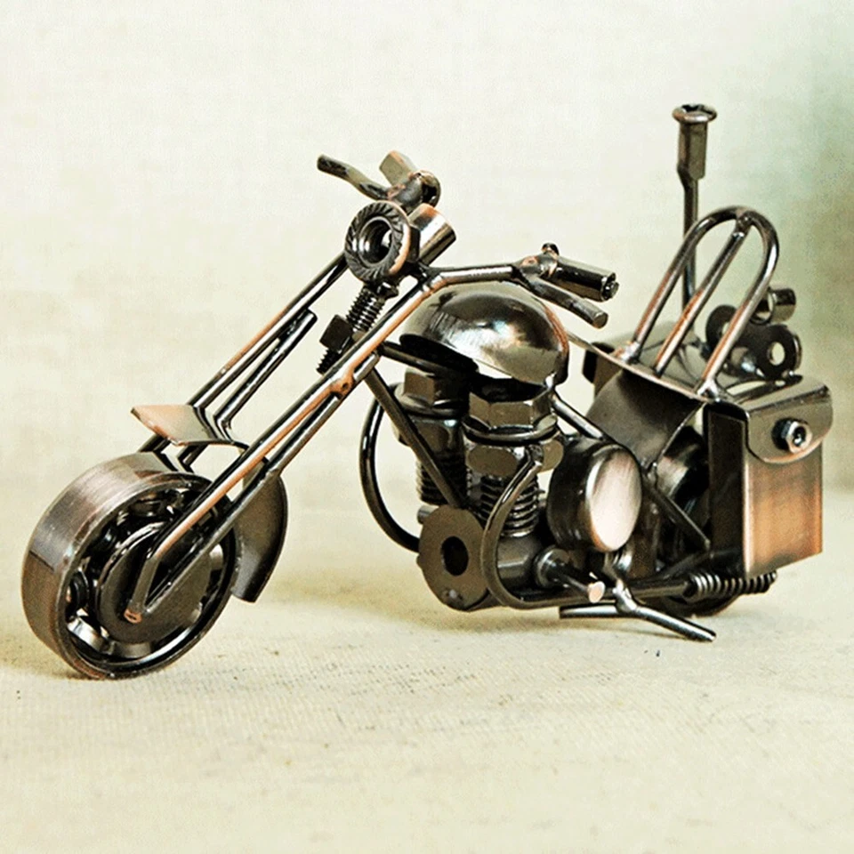 Handmade Metal Motorcycle Model Recycled Art Motorbike Sculpture Collection Rare - Image 1 of 4