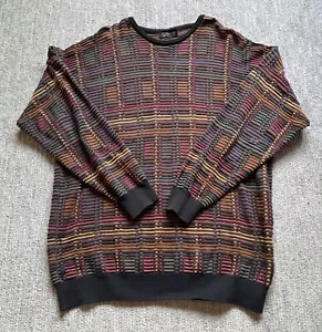 Tosani Canada Sweater Mens XLarge 3D Knit Cotton Vintage Grandpa Square Pullover - Picture 1 of 7