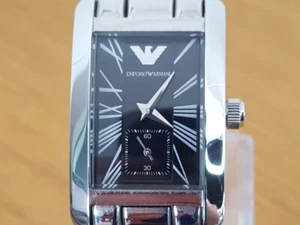 Mens Ladies Mid-Size Emporio Armani 0157 Classic Art-Deco Tank Style Black Watch - Picture 1 of 11