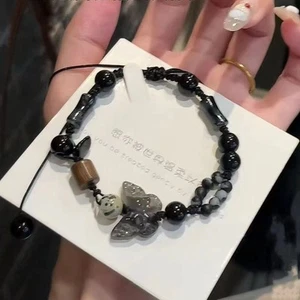 Elegant Butterfly Bracelet with Jade and Resin Beads for Fashionable Look - Picture 1 of 6